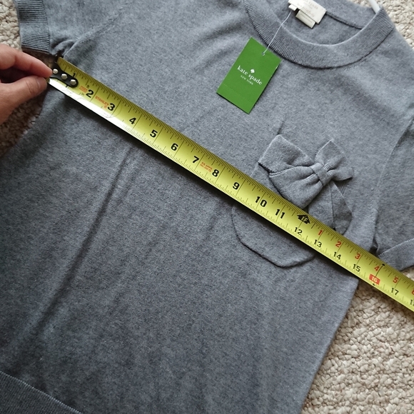 Kate Spade gray Bow detailed pocket silk and cotton Knit top size S - Picture 6 of 10